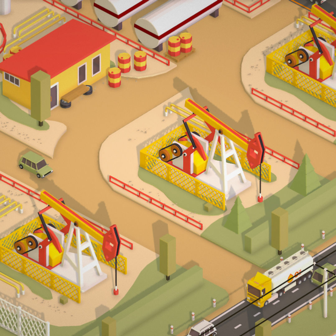 Isometric Oil Field Extracting Crude Big Base Low-poly 3D model_18