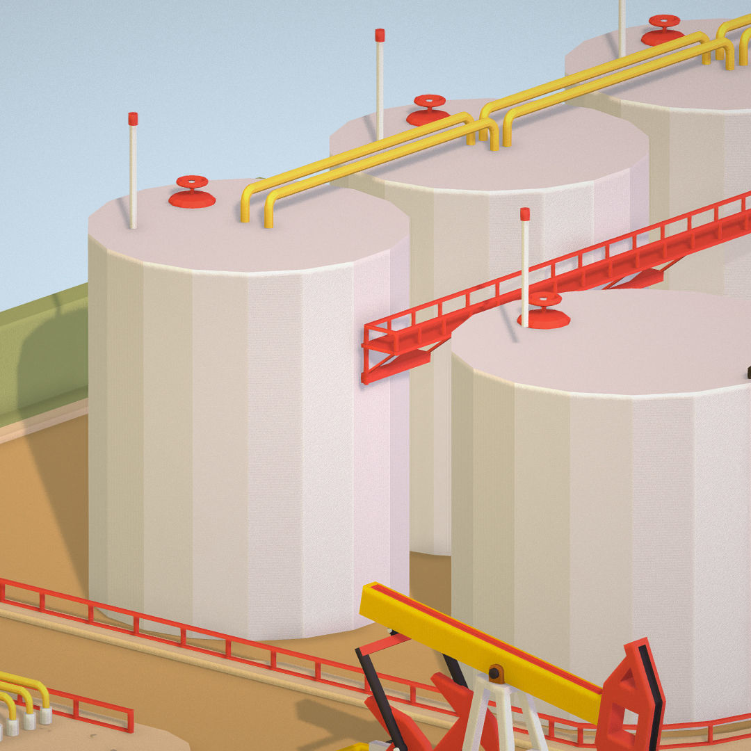 Isometric Oil Field Extracting Crude Big Base Low-poly 3D model_57