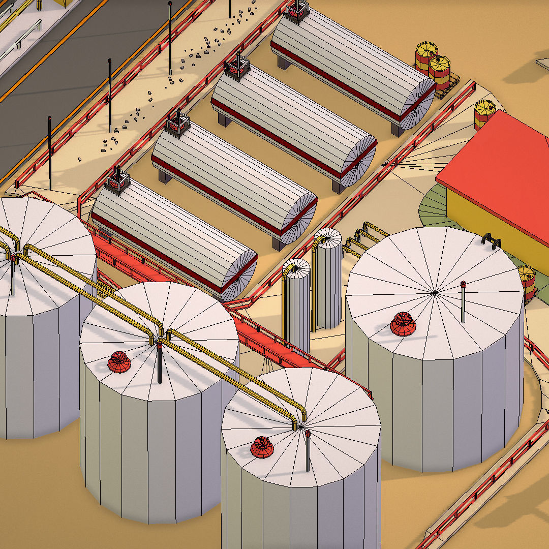 Isometric Oil Field Extracting Crude Big Base Low-poly 3D model_79
