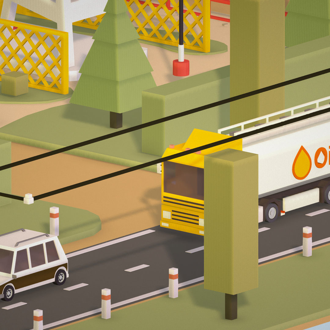 Isometric Oil Field Extracting Crude Big Base Low-poly 3D model_42