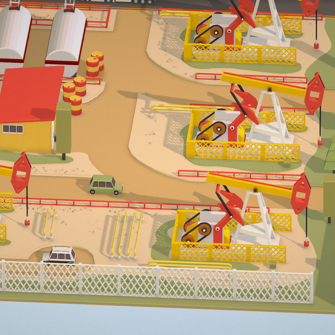 Isometric Oil Field Extracting Crude Big Base Low-poly 3D model_21