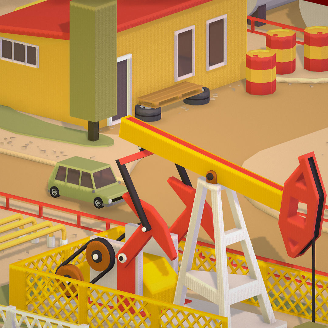 Isometric Oil Field Extracting Crude Big Base Low-poly 3D model_47