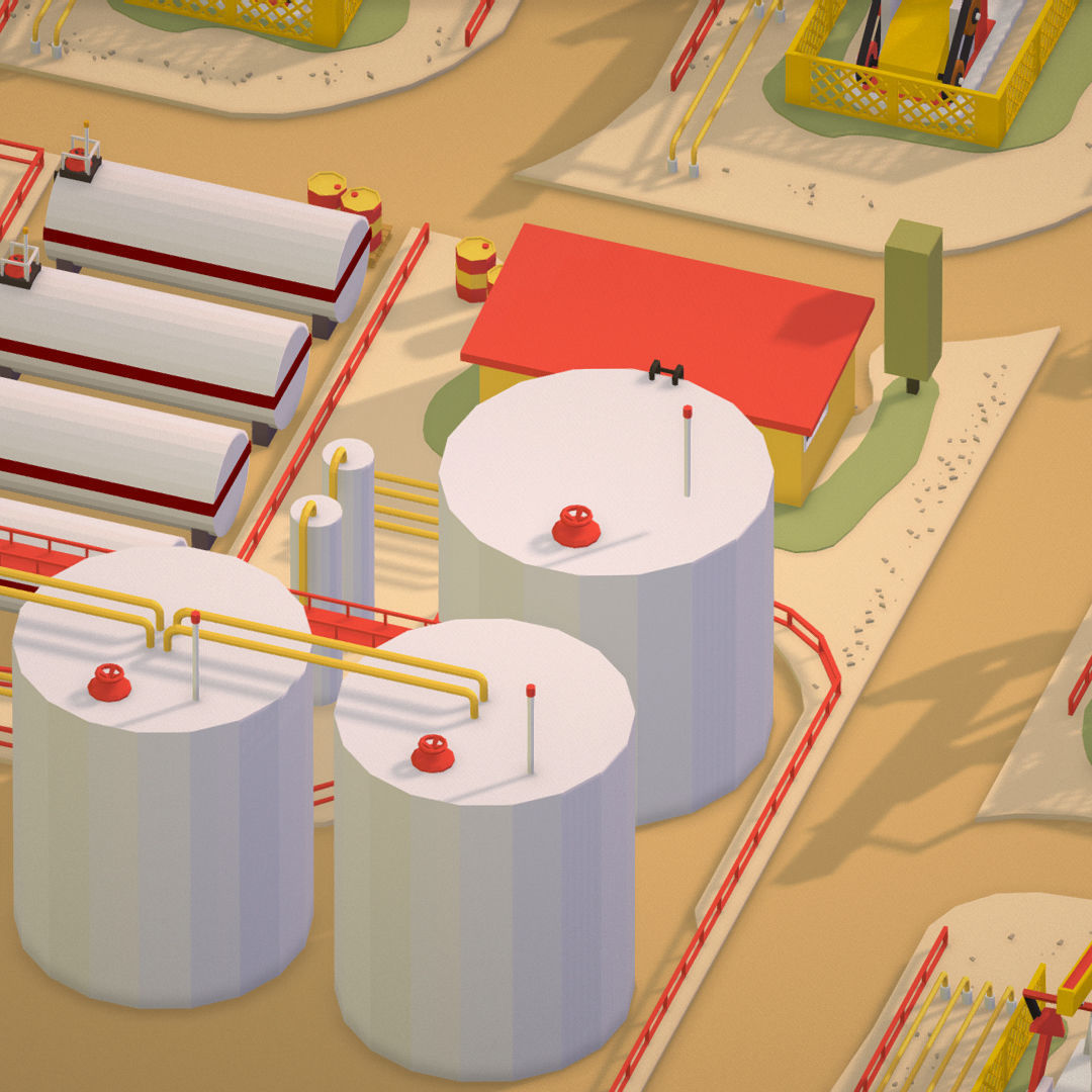 Isometric Oil Field Extracting Crude Big Base Low-poly 3D model_24