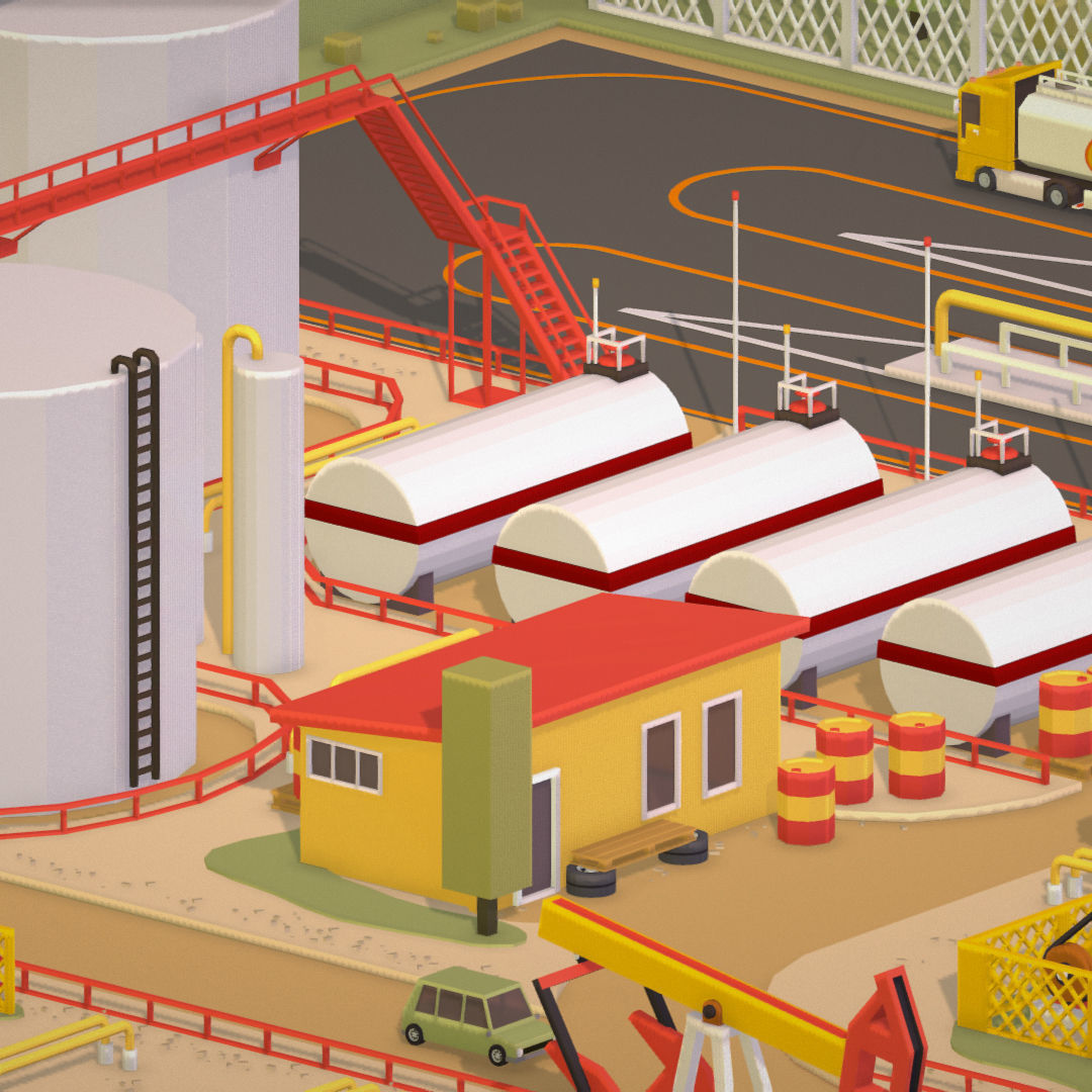Isometric Oil Field Extracting Crude Big Base Low-poly 3D model_53