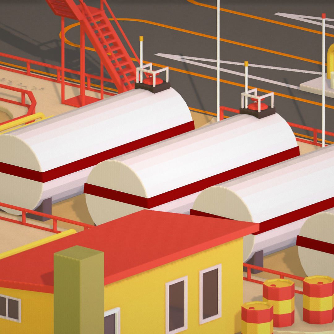 Isometric Oil Field Extracting Crude Big Base Low-poly 3D model_46
