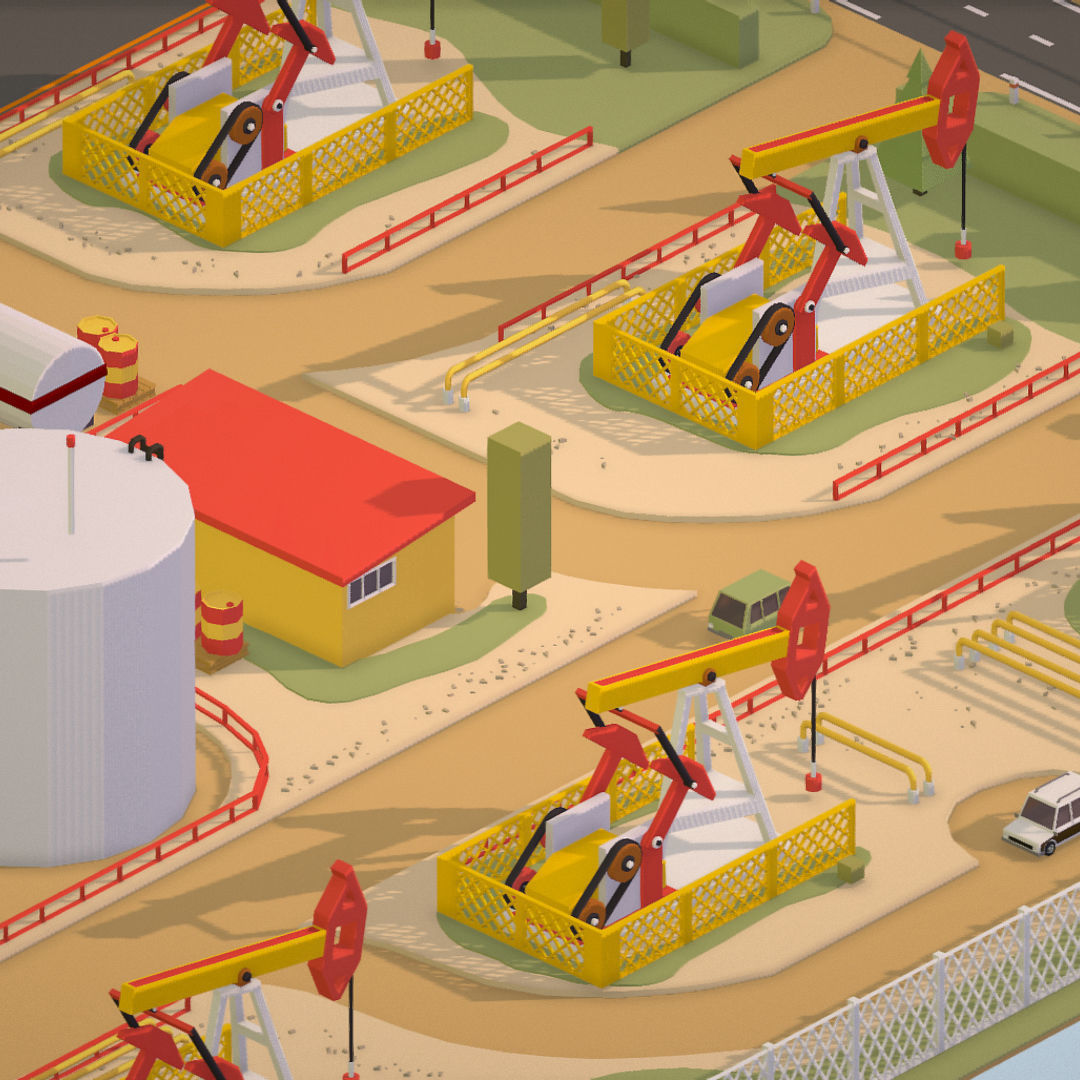 Isometric Oil Field Extracting Crude Big Base Low-poly 3D model_22