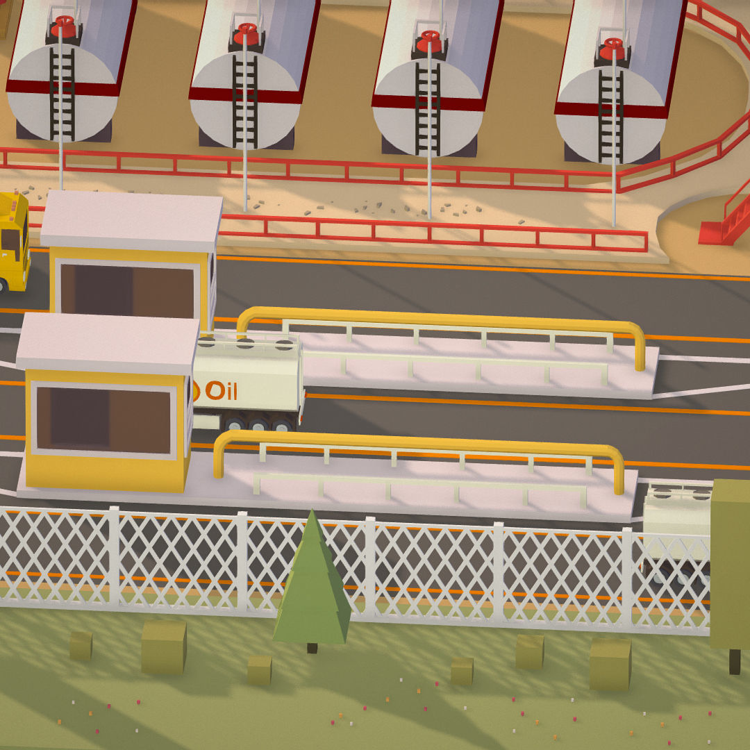 Isometric Oil Field Extracting Crude Big Base Low-poly 3D model_26