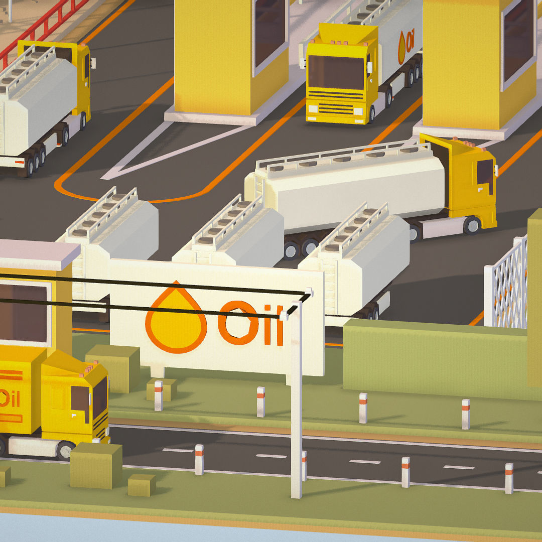 Isometric Oil Field Extracting Crude Big Base Low-poly 3D model_37