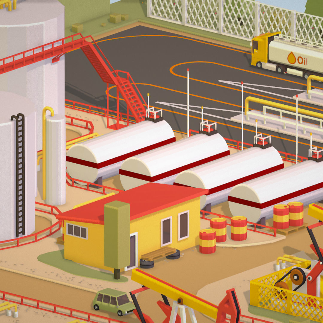 Isometric Oil Field Extracting Crude Big Base Low-poly 3D model_49