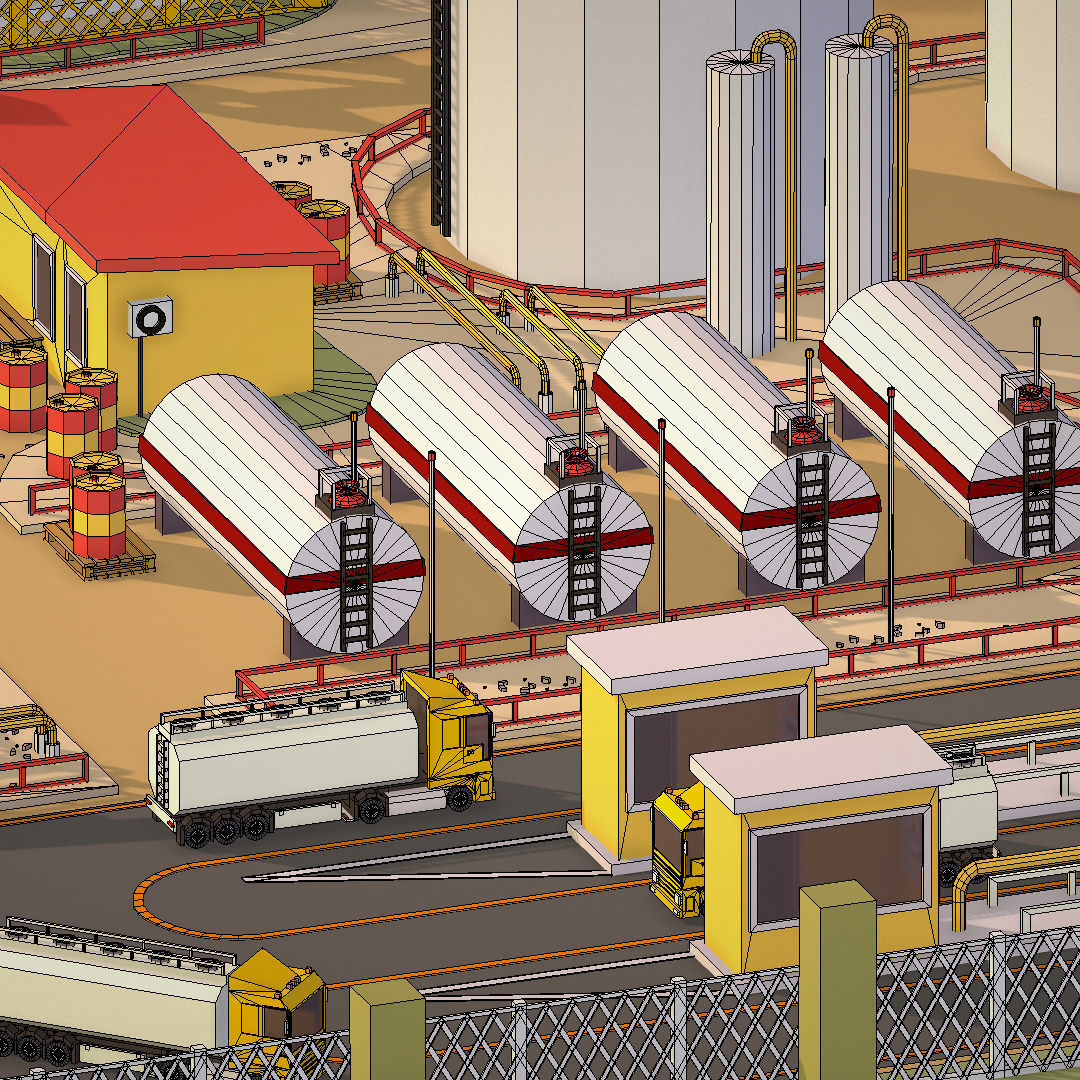 Isometric Oil Field Extracting Crude Big Base Low-poly 3D model_73