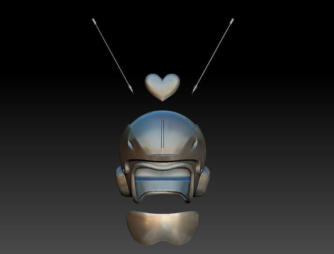 Saiyaman 2 heart shaped helmet with antennas 3D print model_2