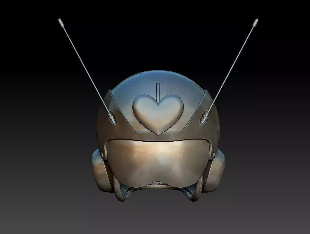 Saiyaman 2 heart shaped helmet with antennas 3D print model_0