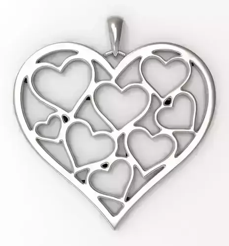 Pendant heart made of sterling silver