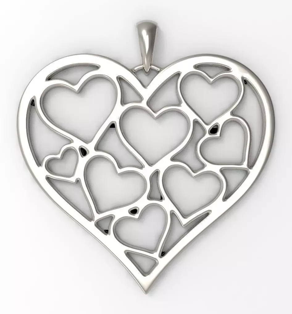 Pendant heart made of sterling silver 3D print model