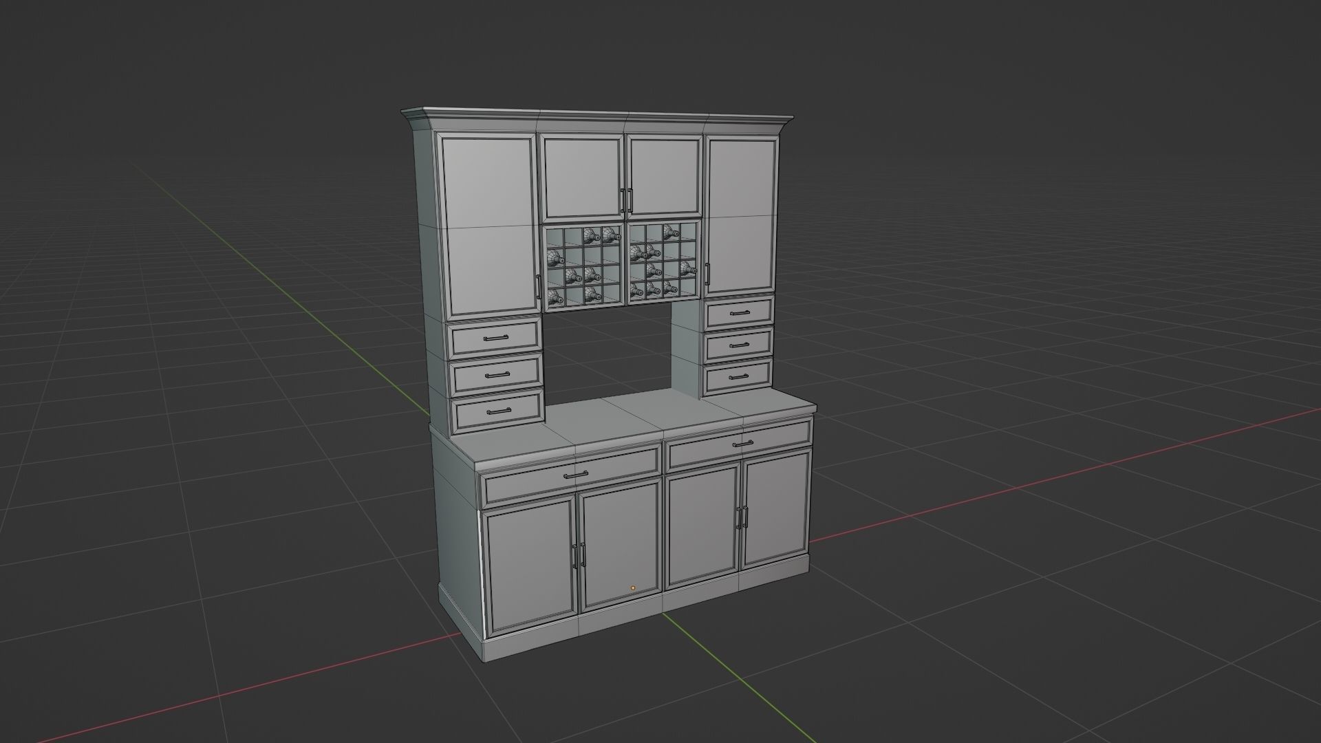 Modern Cabinet Hutch Free low-poly 3D model_10