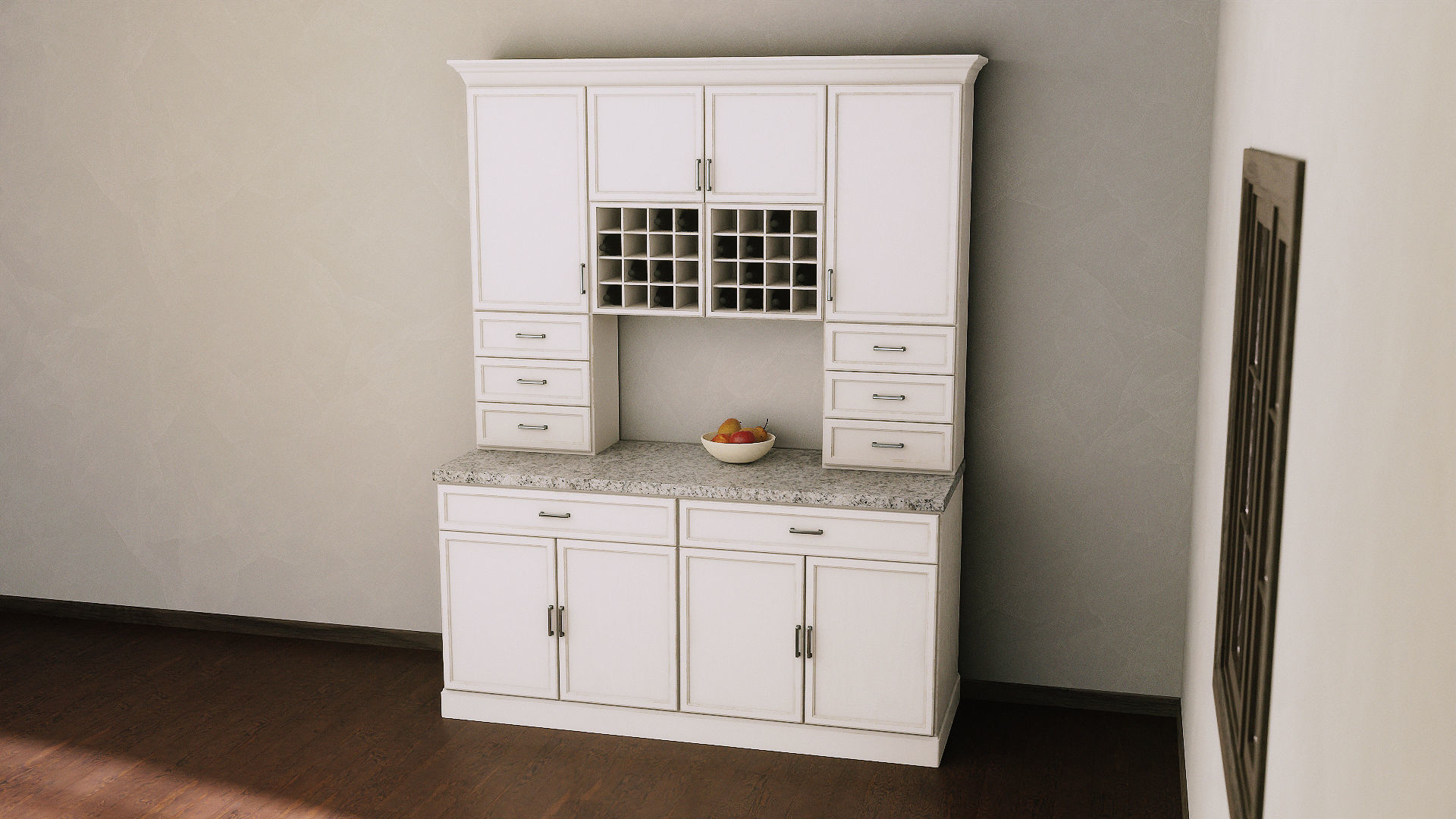 Modern Cabinet Hutch Free low-poly 3D model_1