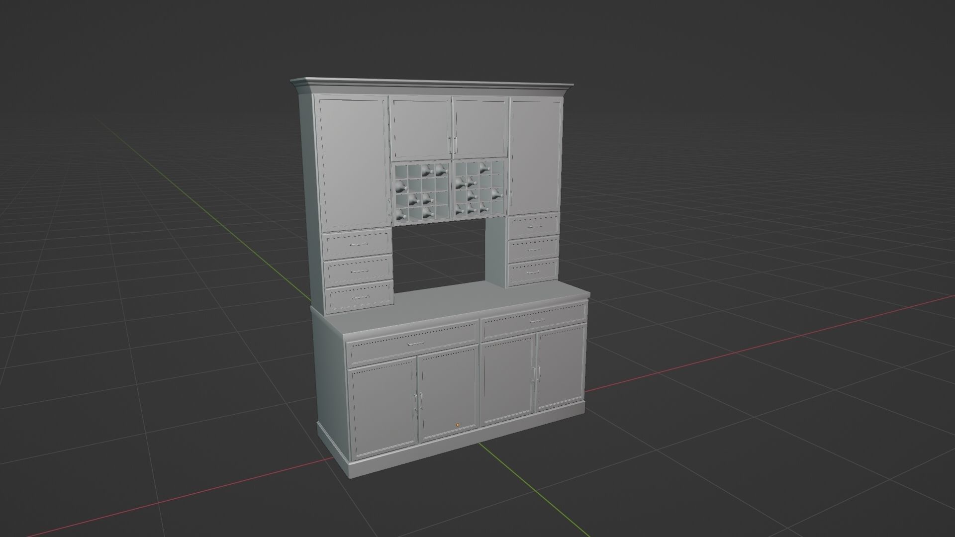 Modern Cabinet Hutch Free low-poly 3D model_9