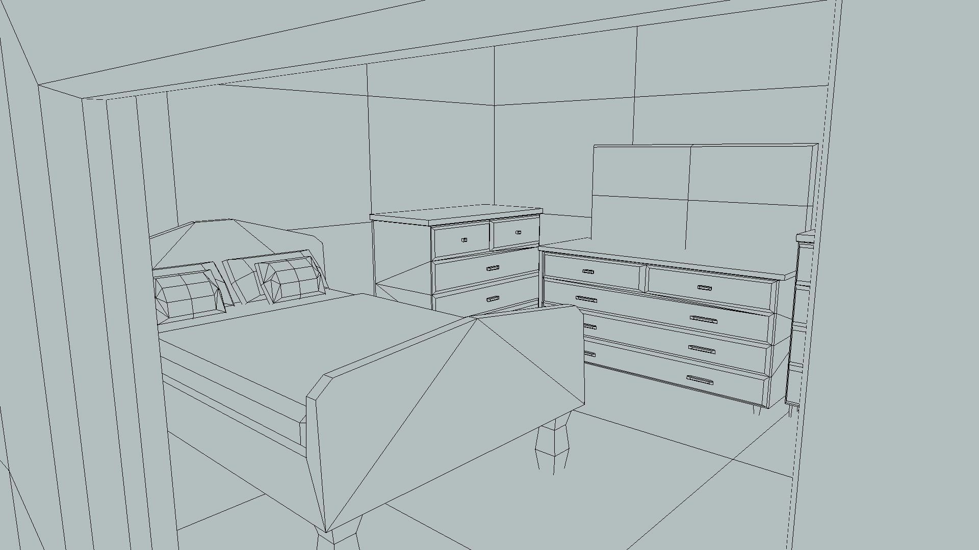 Elegant Low Poly Master Bedroom Set Low-poly 3D model_6