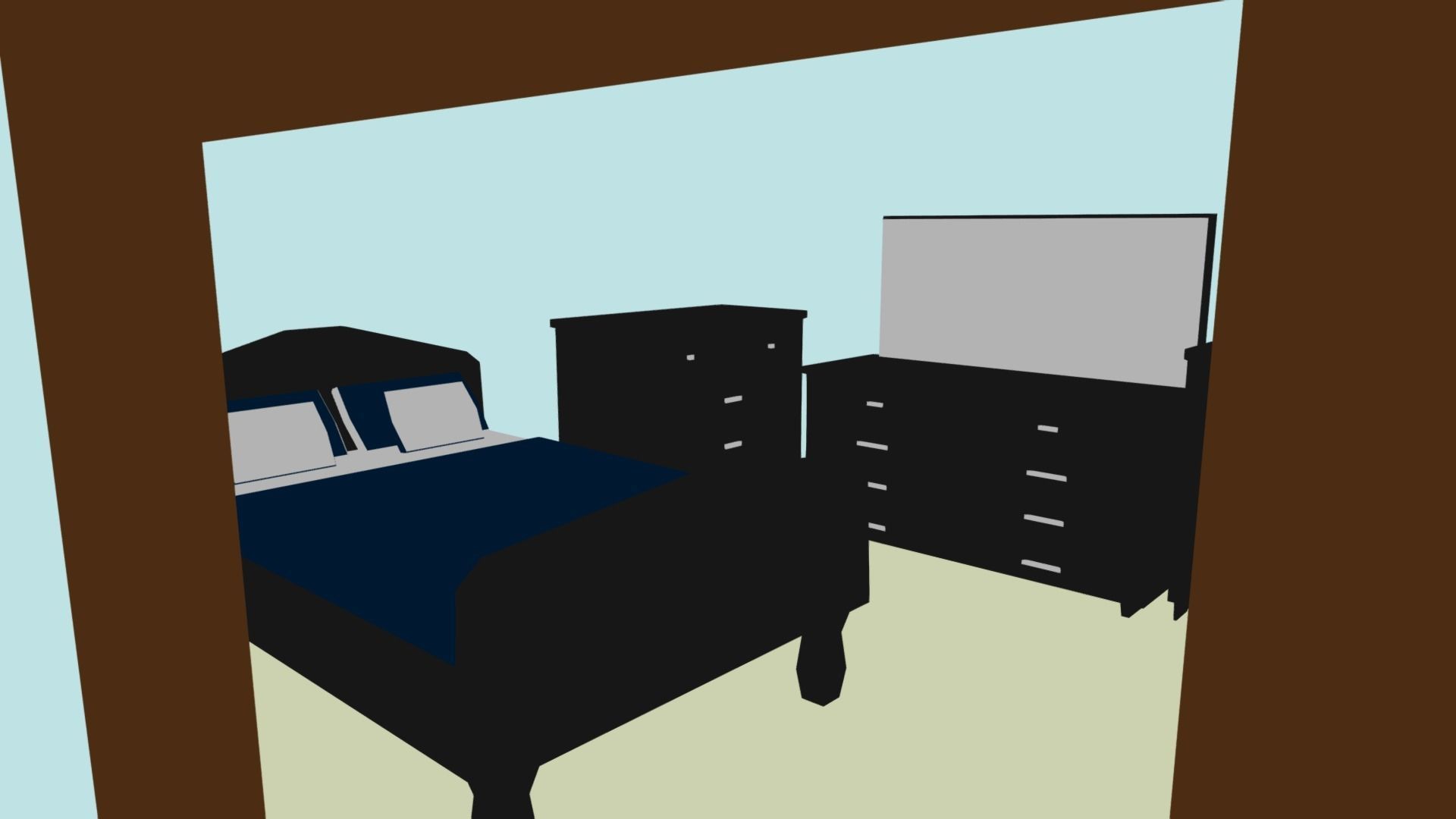 Elegant Low Poly Master Bedroom Set Low-poly 3D model_3