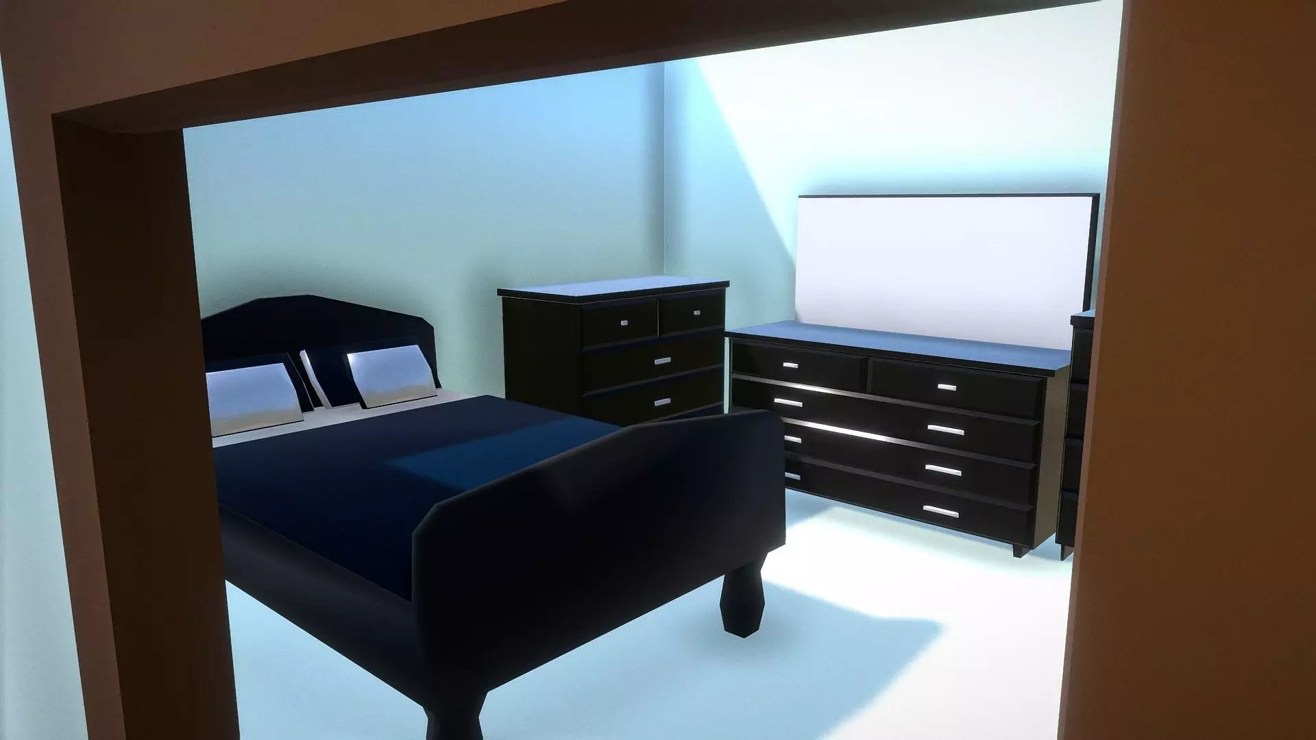 Elegant Low Poly Master Bedroom Set Low-poly 3D model_0