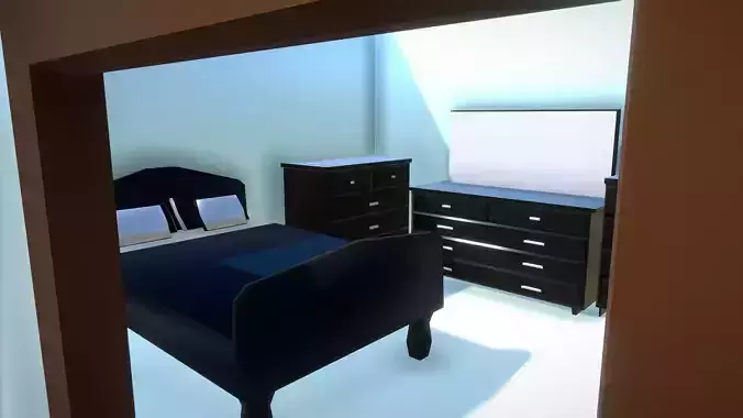 Elegant Low Poly Master Bedroom Set Low-poly 3D model