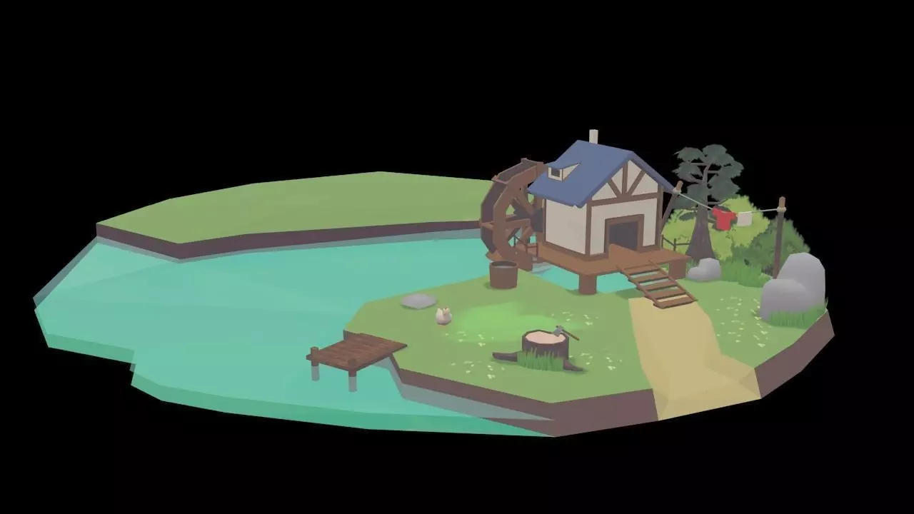 Molino de agua Free low-poly 3D model
