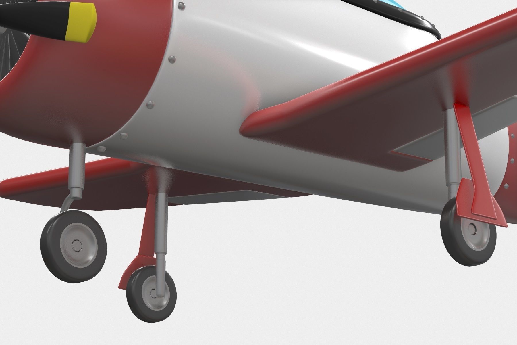 Cartoon Airplane Low-poly 3D model_5