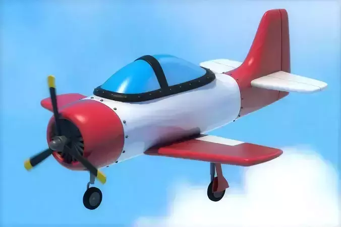Cartoon Airplane  Low-poly 3D model