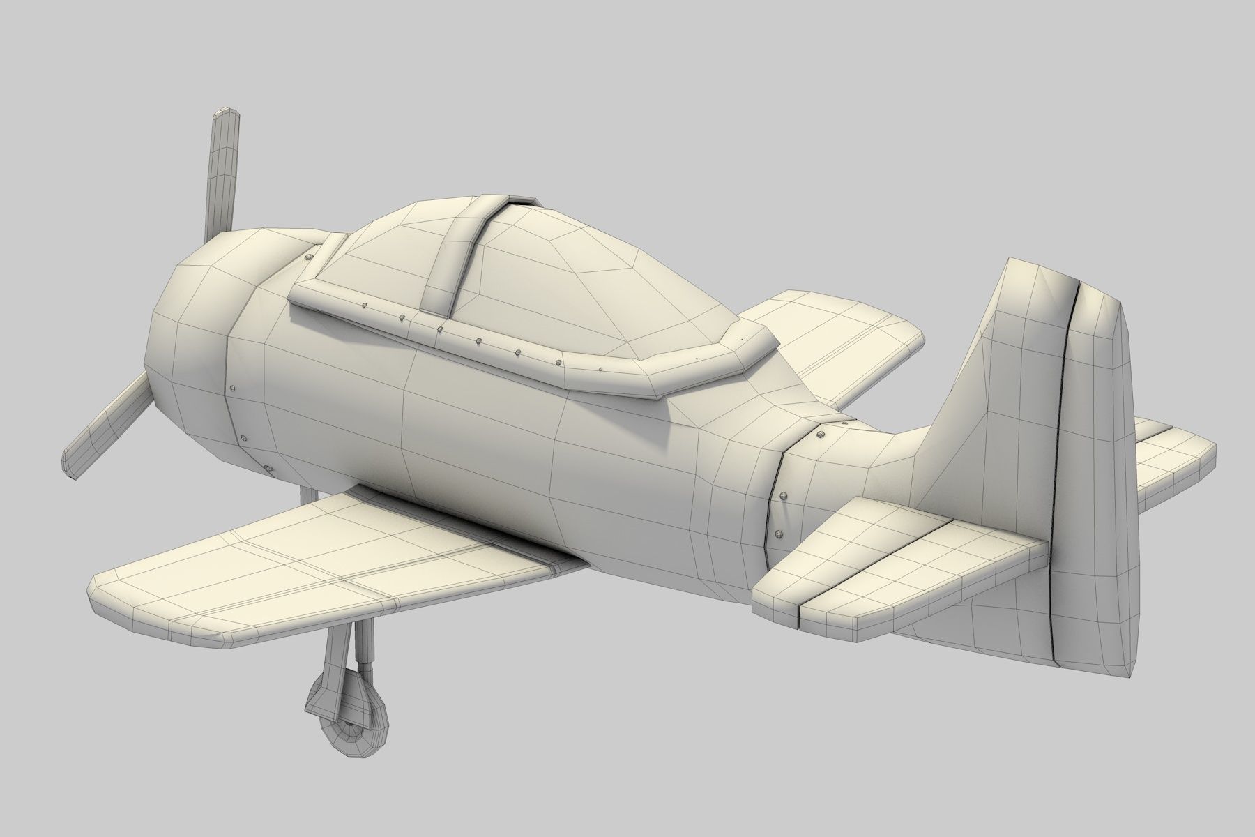 Cartoon Airplane Low-poly 3D model_7