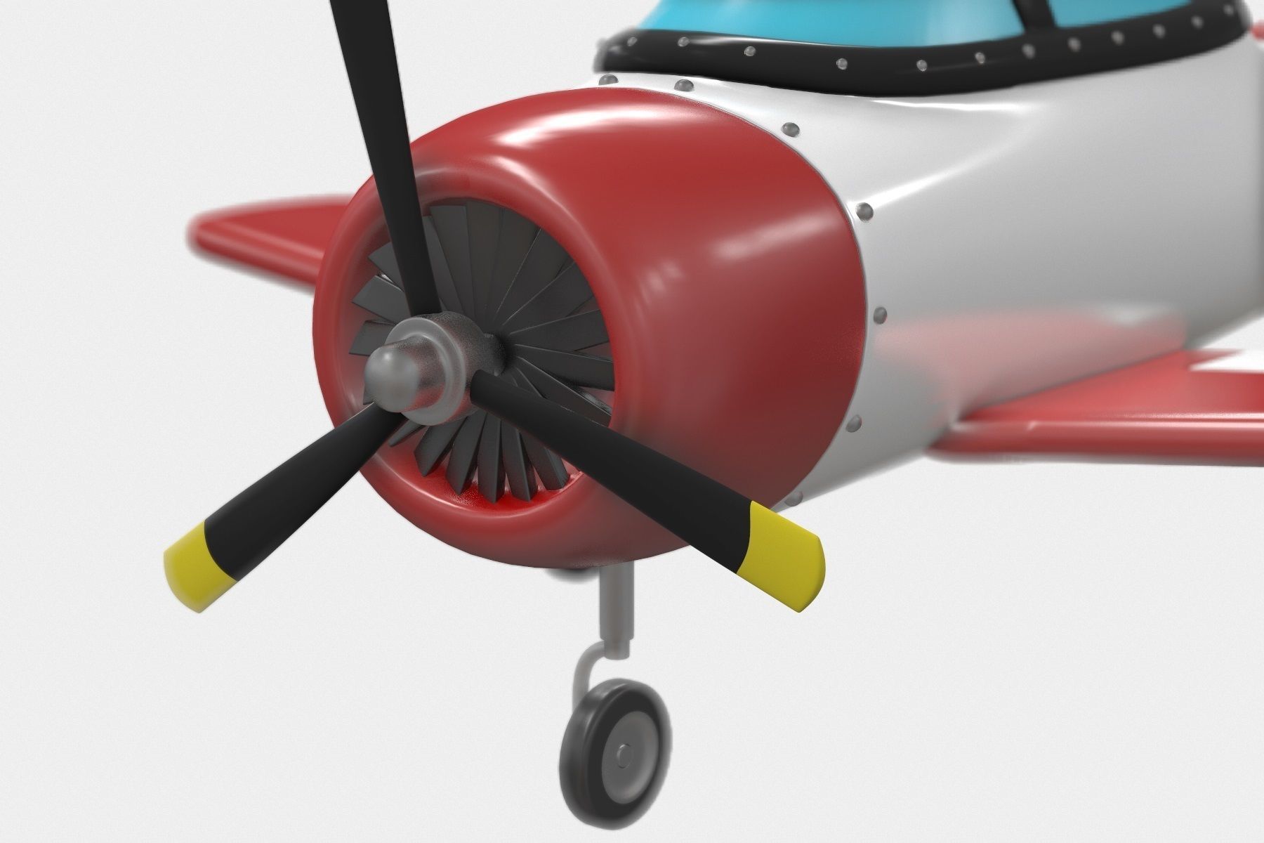 Cartoon Airplane Low-poly 3D model_1