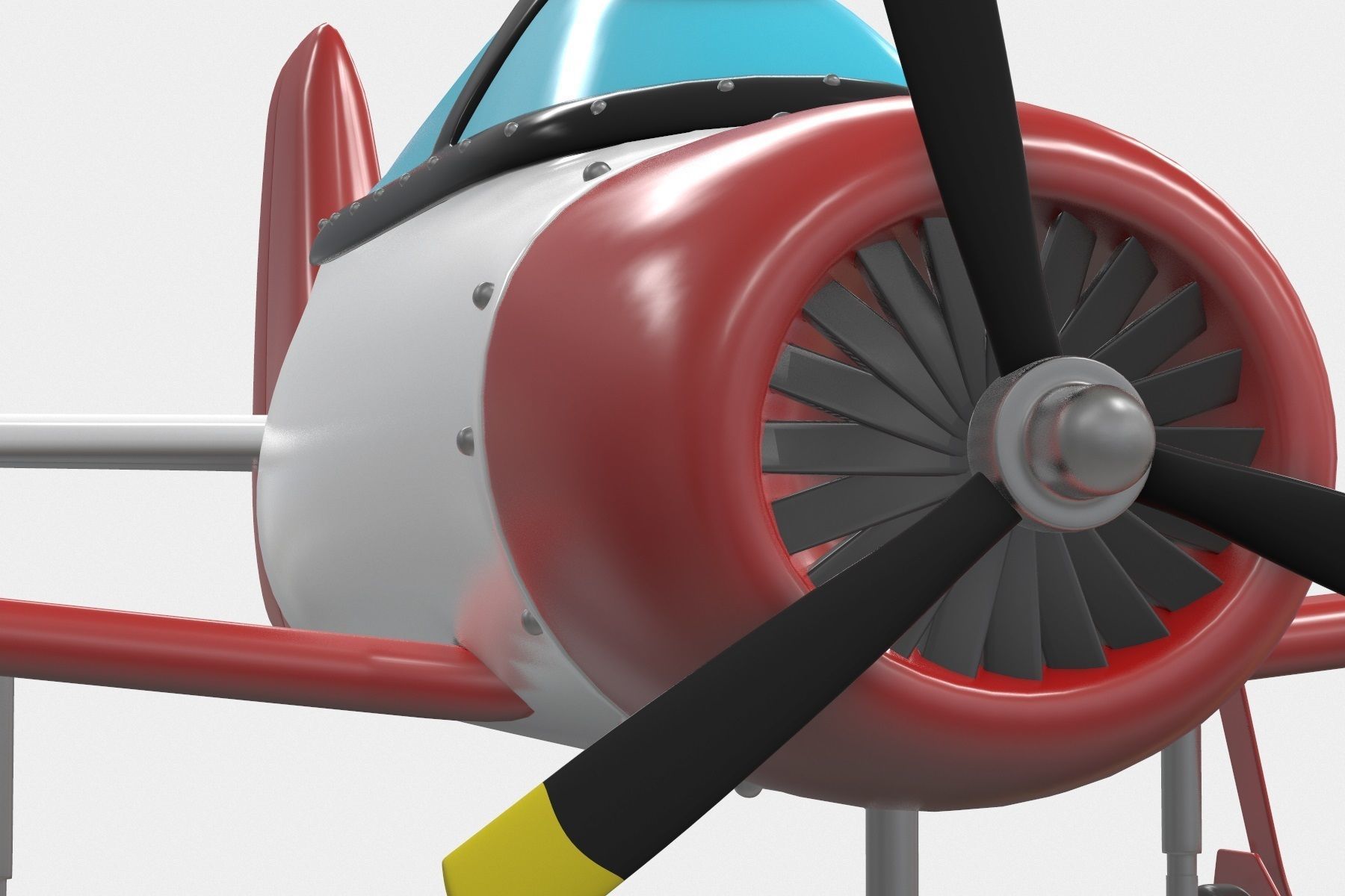 Cartoon Airplane Low-poly 3D model_2