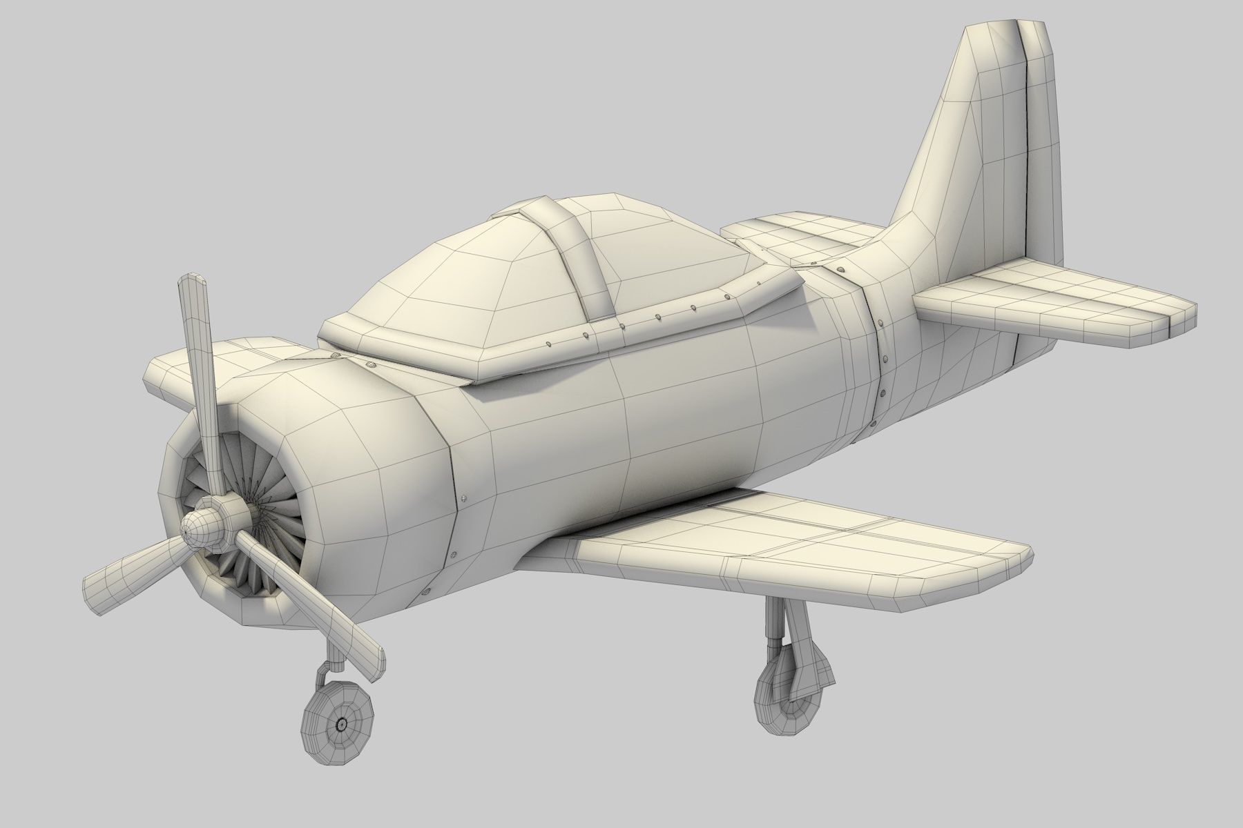 Cartoon Airplane Low-poly 3D model_8