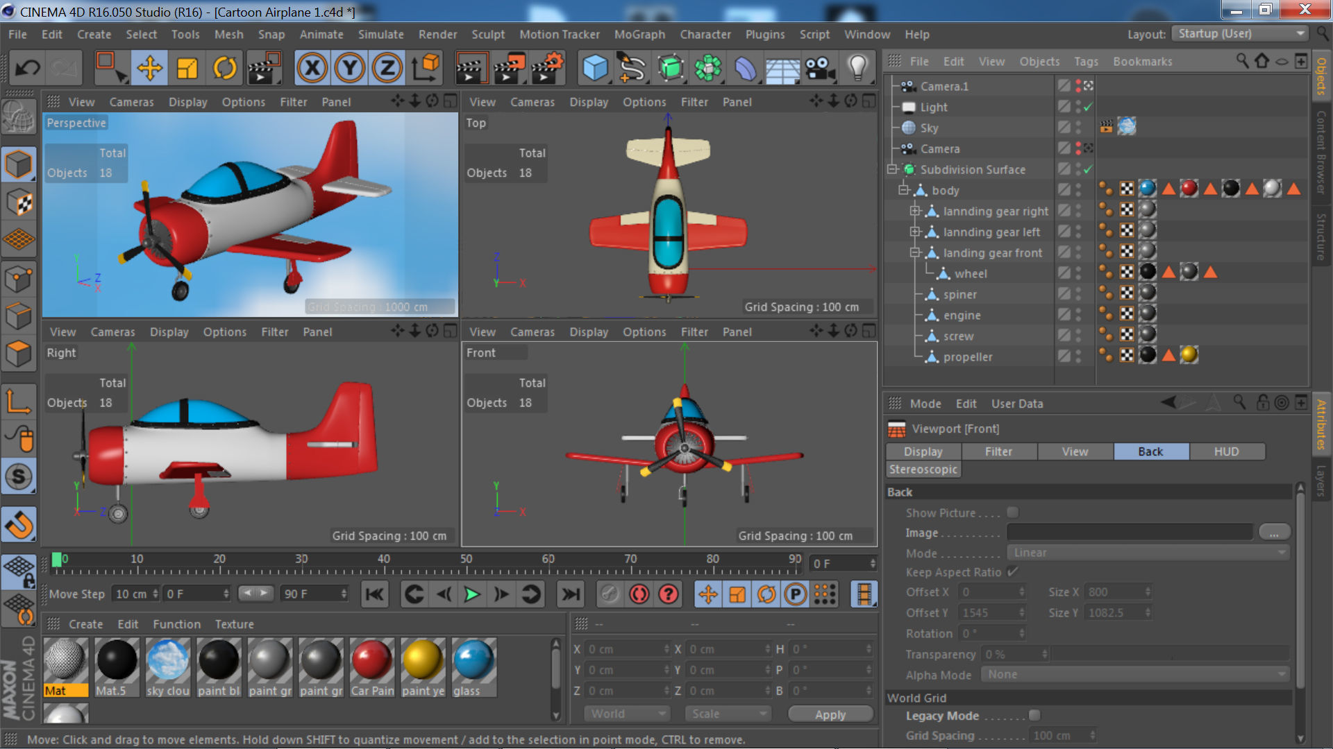 Cartoon Airplane Low-poly 3D model_12