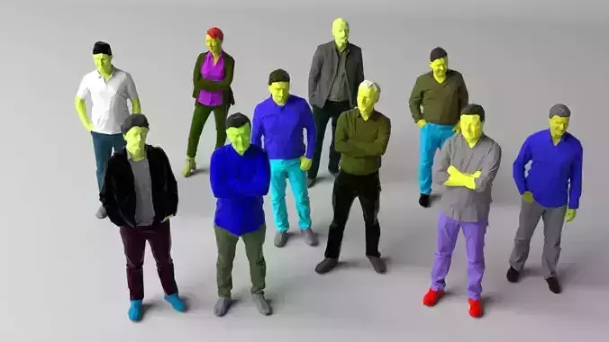 Colored 10 Low poly people pack