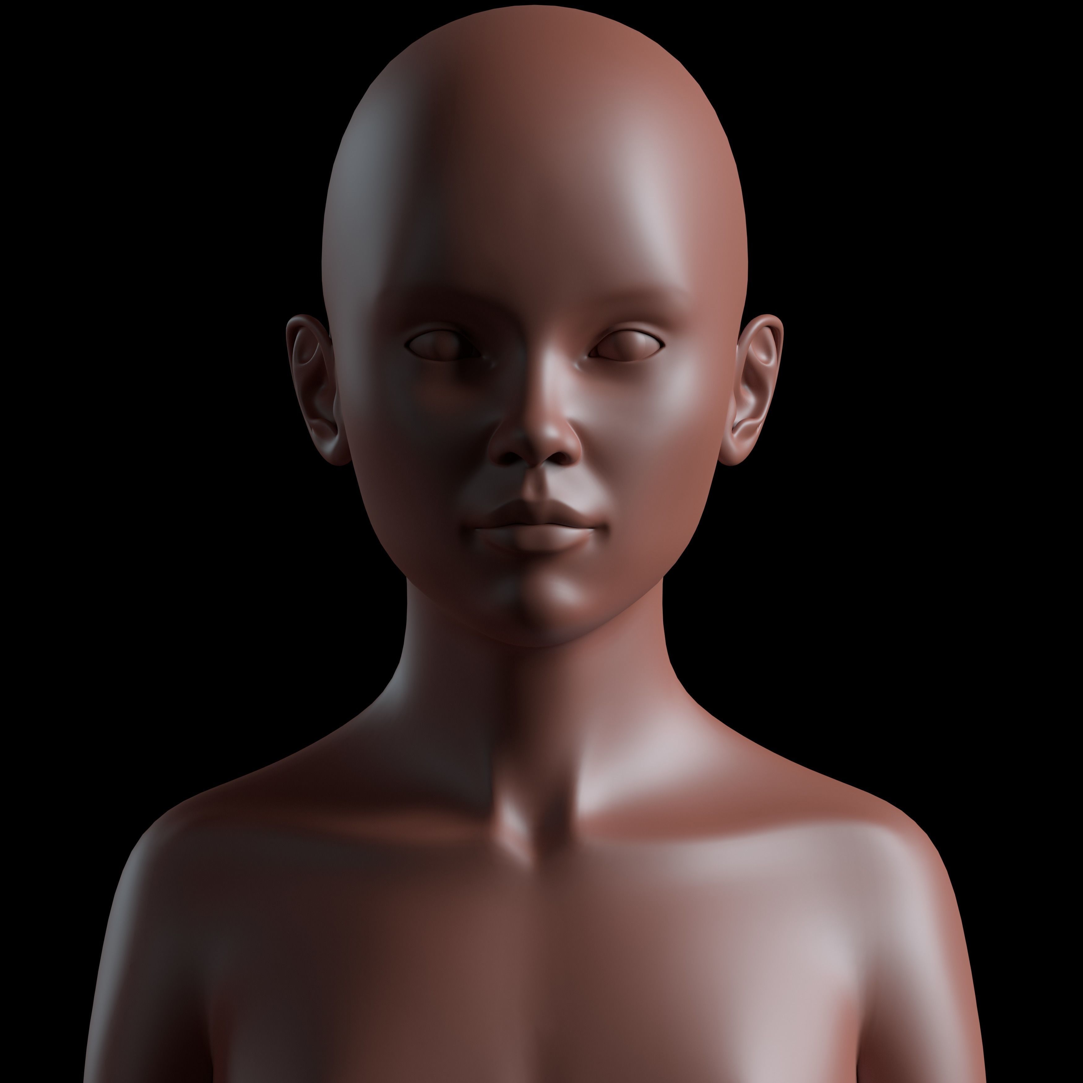 Realistic Human Basemesh - Rigged - UVMapped - Child Body Low-poly 3D model_6
