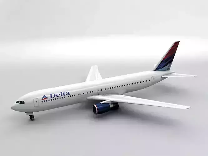  Boeing 767-300 Airliner - Delta Airlines Low-poly 3D model