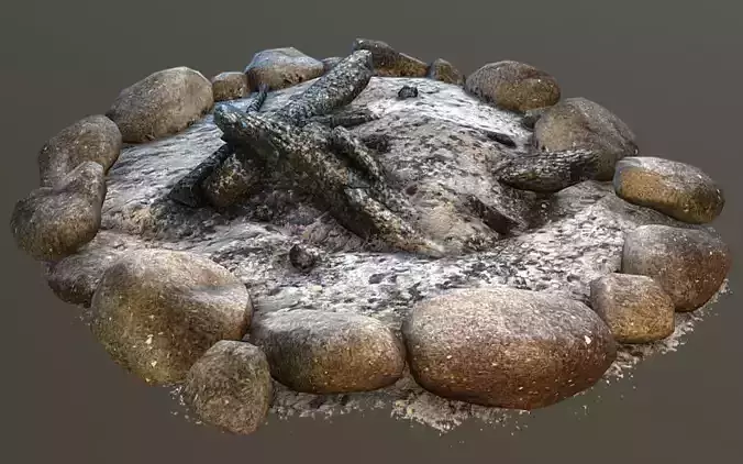 Campfire UE4-Ready Low-poly 3D model