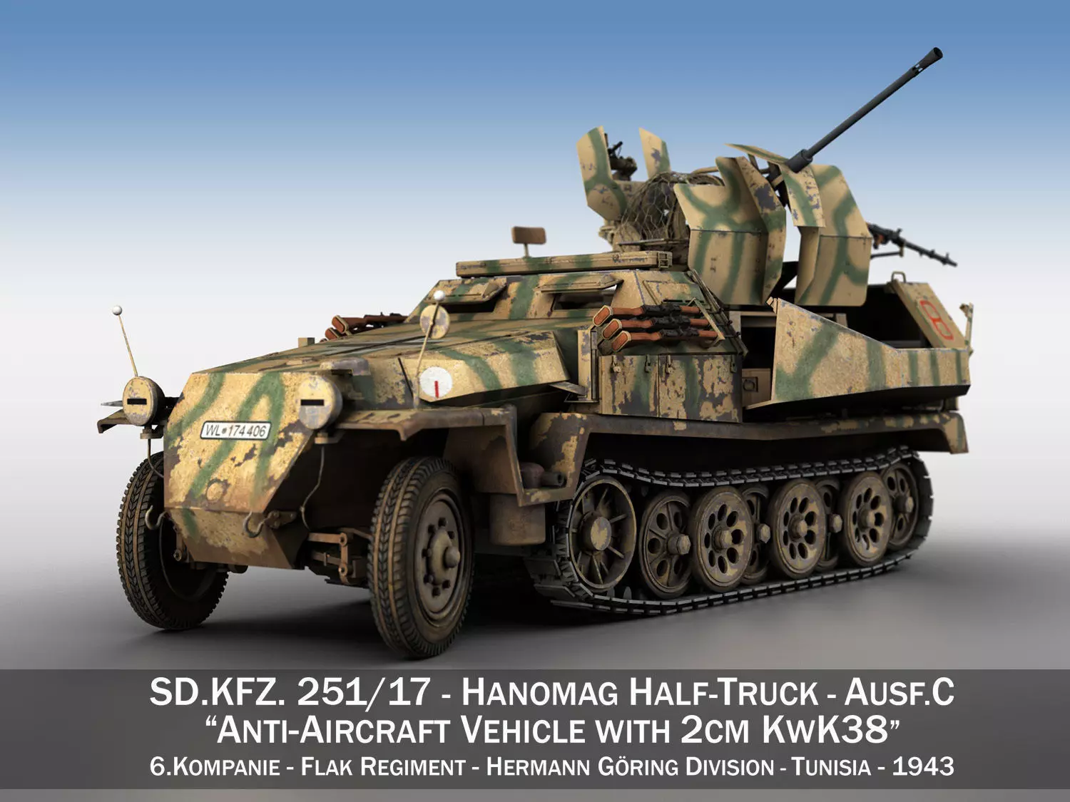 SDKFZ 251 Ausf C - Hanomag AA- vehicle - 8 3D model_0