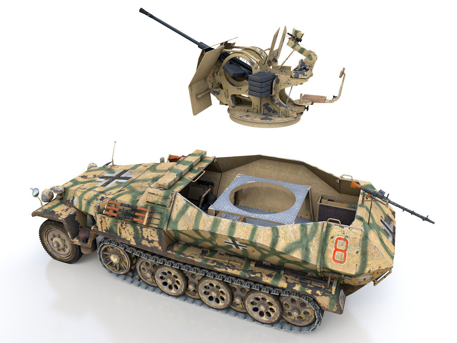 SDKFZ 251 Ausf C - Hanomag AA- vehicle - 8 3D model_8