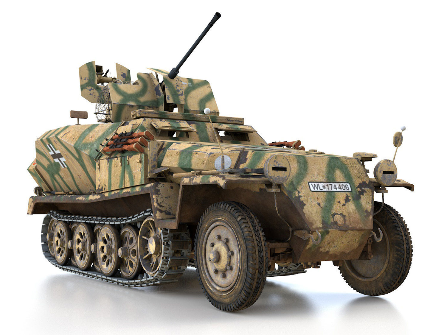 SDKFZ 251 Ausf C - Hanomag AA- vehicle - 8 3D model_7