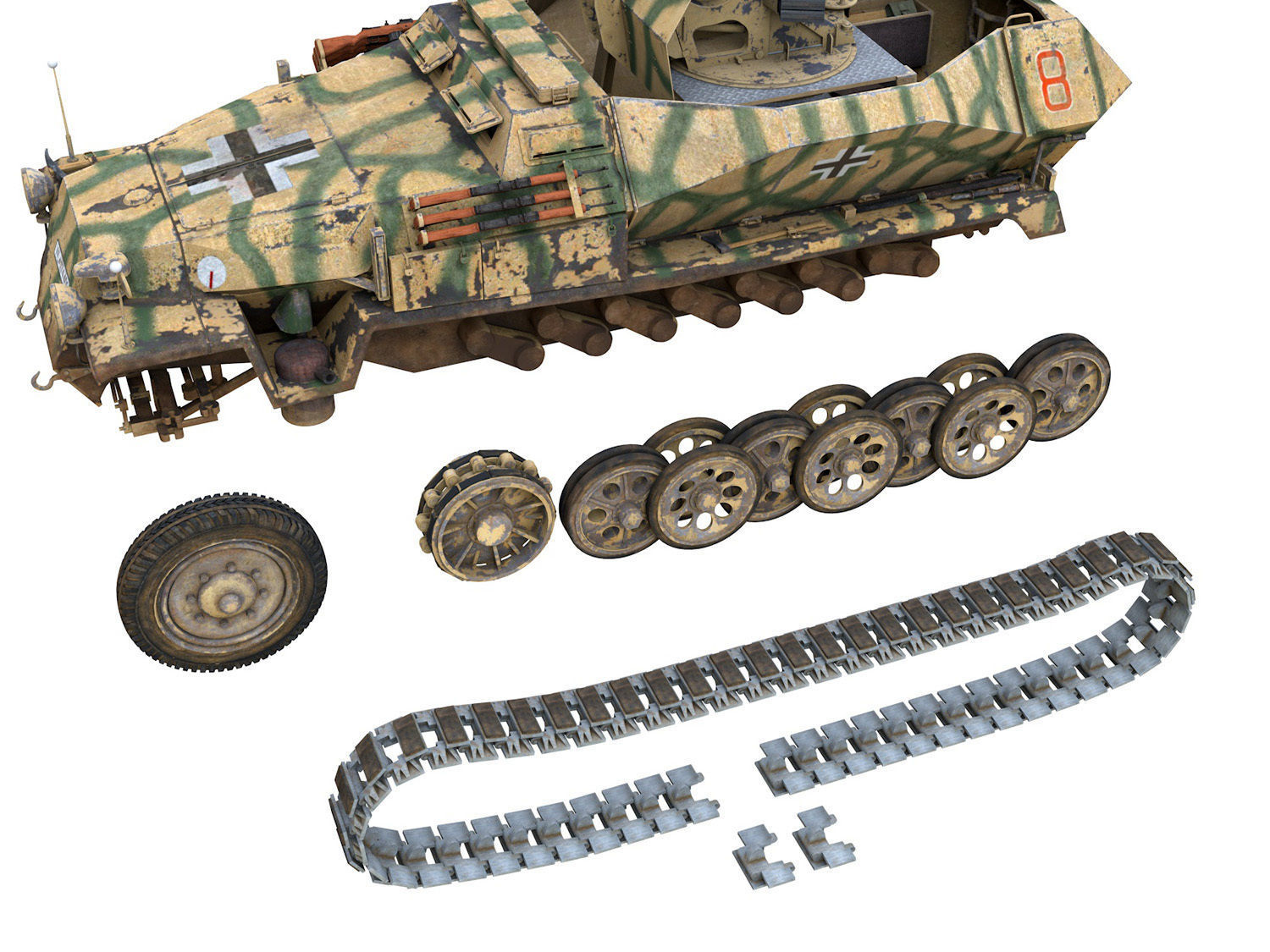 SDKFZ 251 Ausf C - Hanomag AA- vehicle - 8 3D model_12