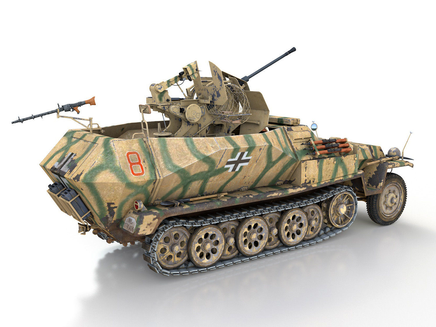 SDKFZ 251 Ausf C - Hanomag AA- vehicle - 8 3D model_5