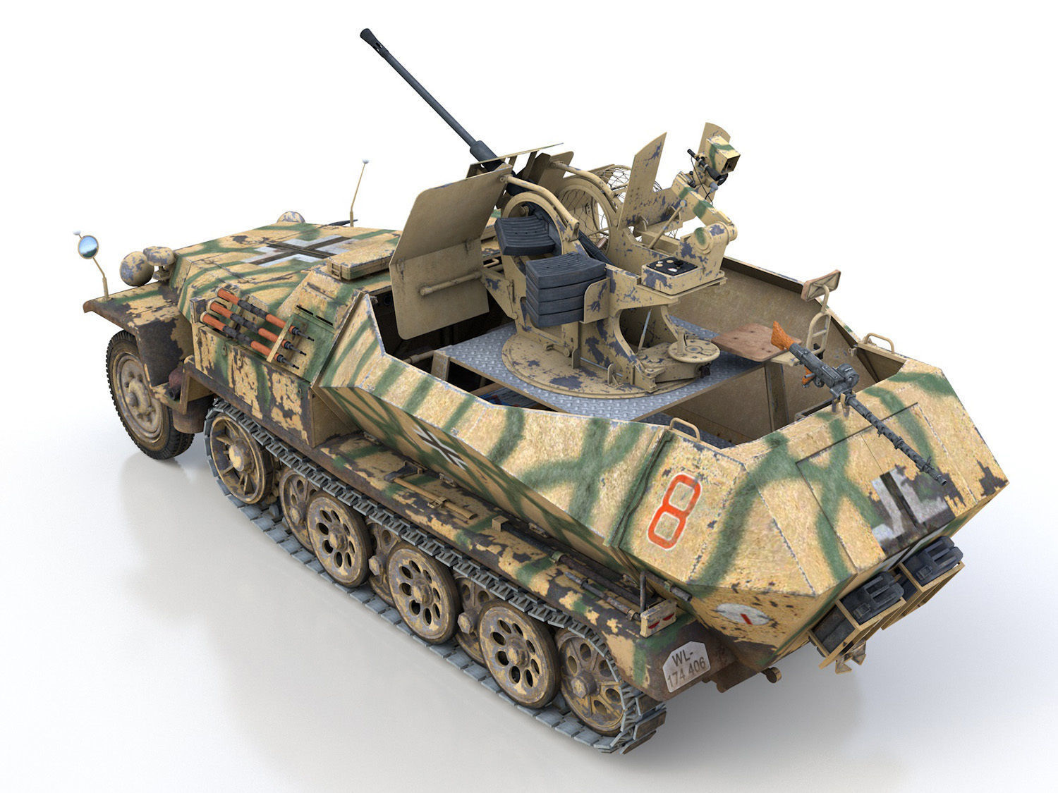 SDKFZ 251 Ausf C - Hanomag AA- vehicle - 8 3D model_4