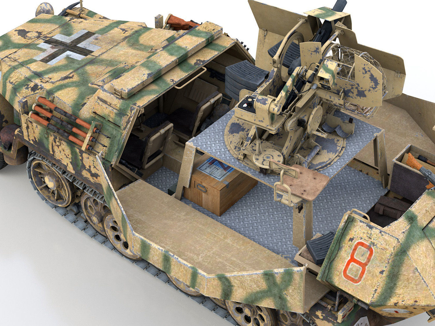 SDKFZ 251 Ausf C - Hanomag AA- vehicle - 8 3D model_10