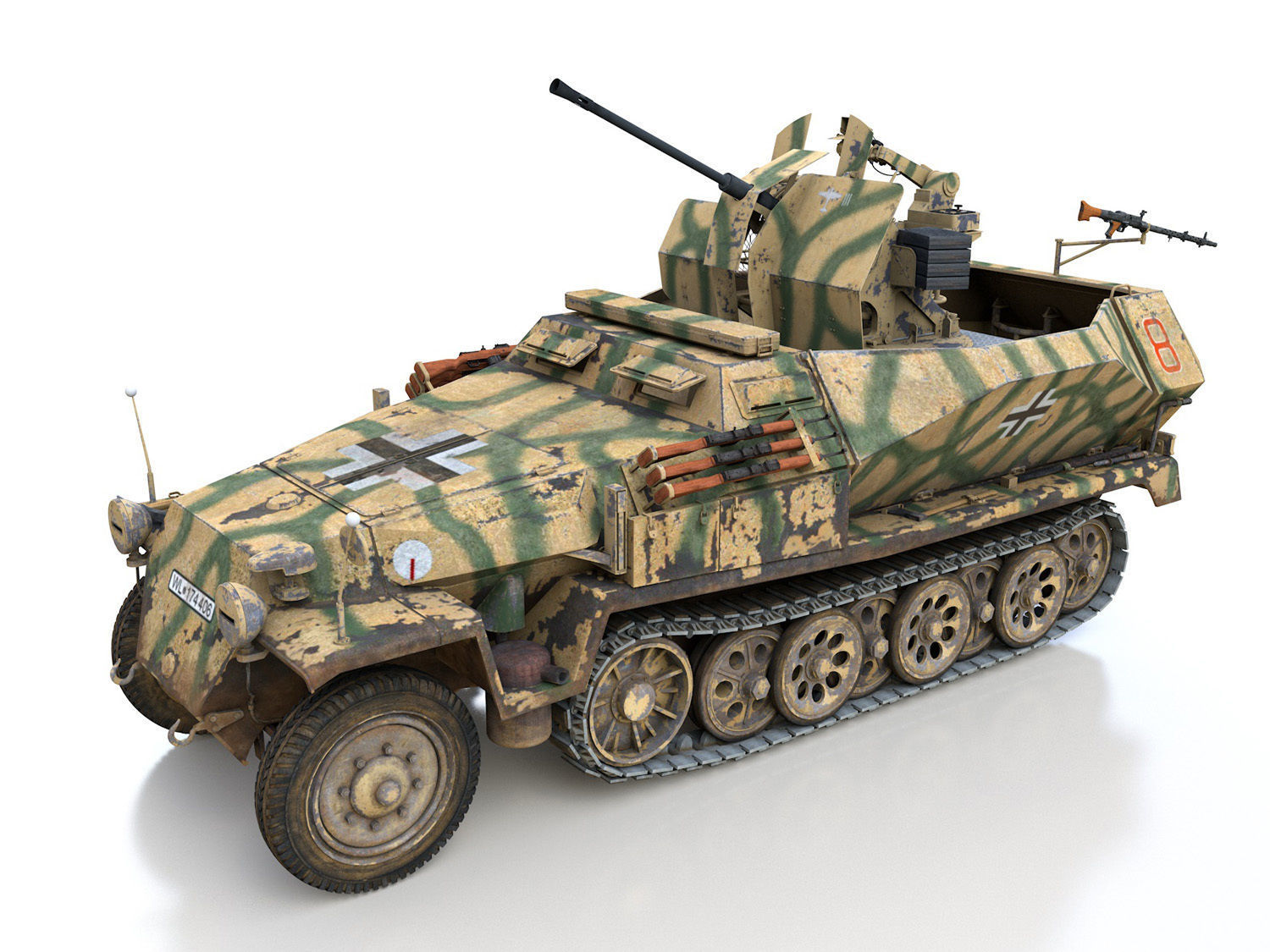 SDKFZ 251 Ausf C - Hanomag AA- vehicle - 8 3D model_2