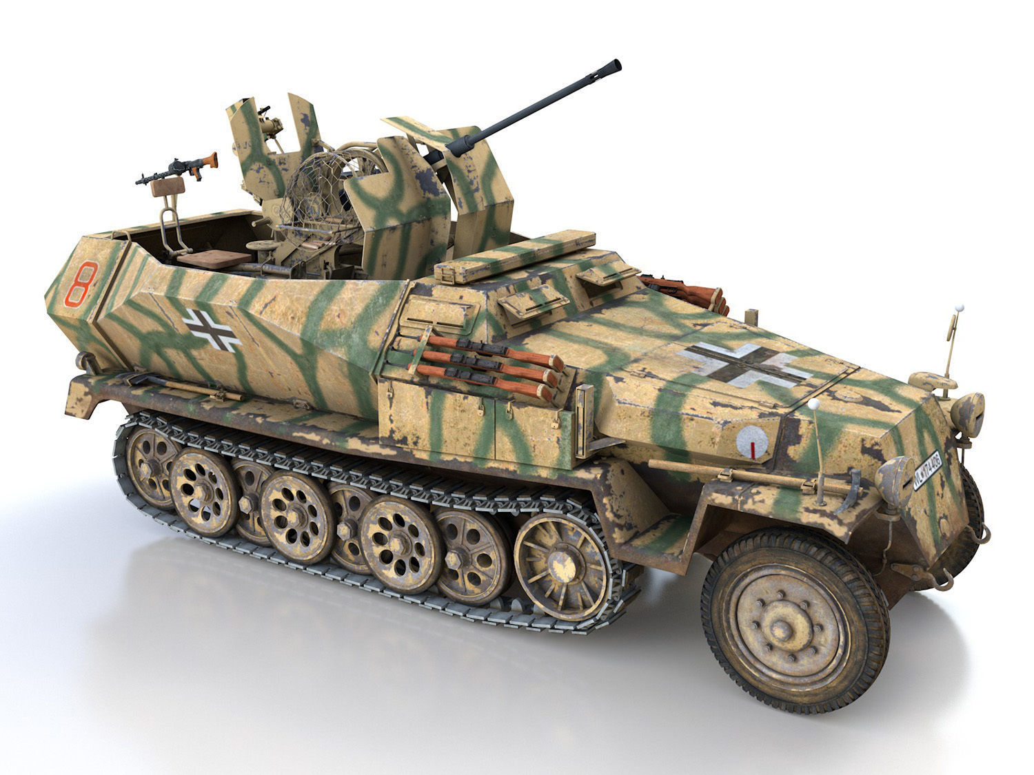 SDKFZ 251 Ausf C - Hanomag AA- vehicle - 8 3D model_6