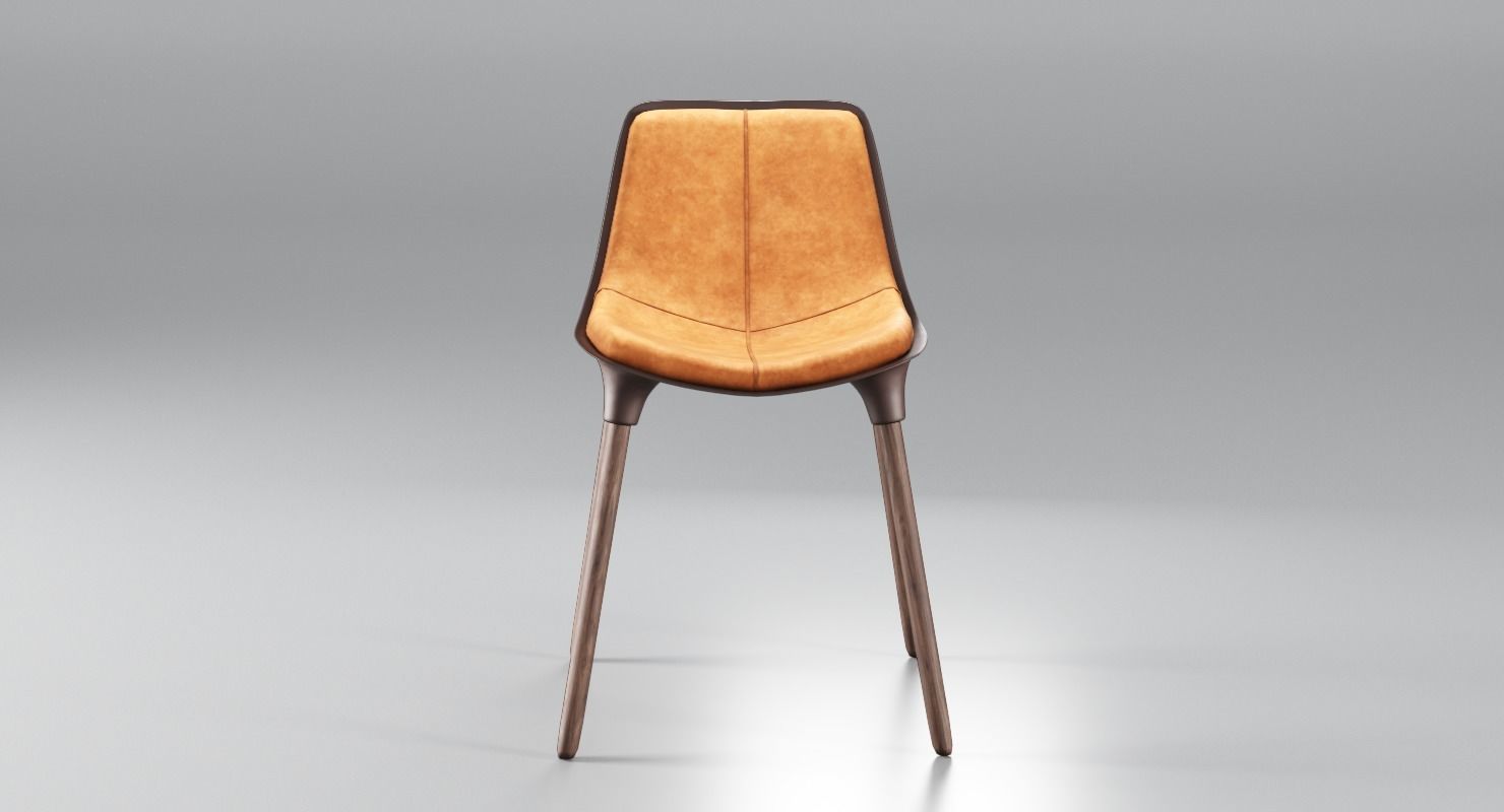 Small Leather Dining Chair Low-poly 3D model_3