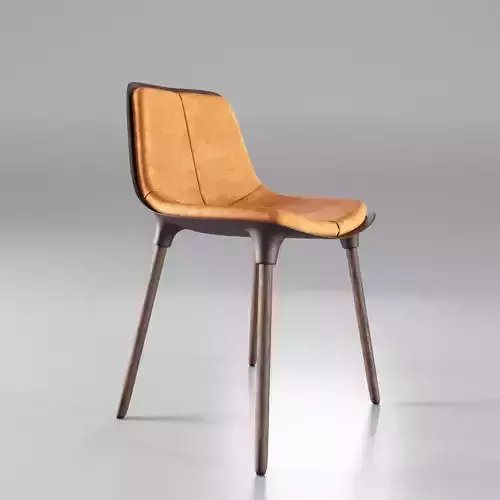 Small Leather Dining Chair Low-poly 3D model