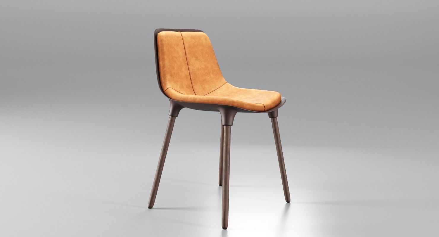Small Leather Dining Chair Low-poly 3D model_1