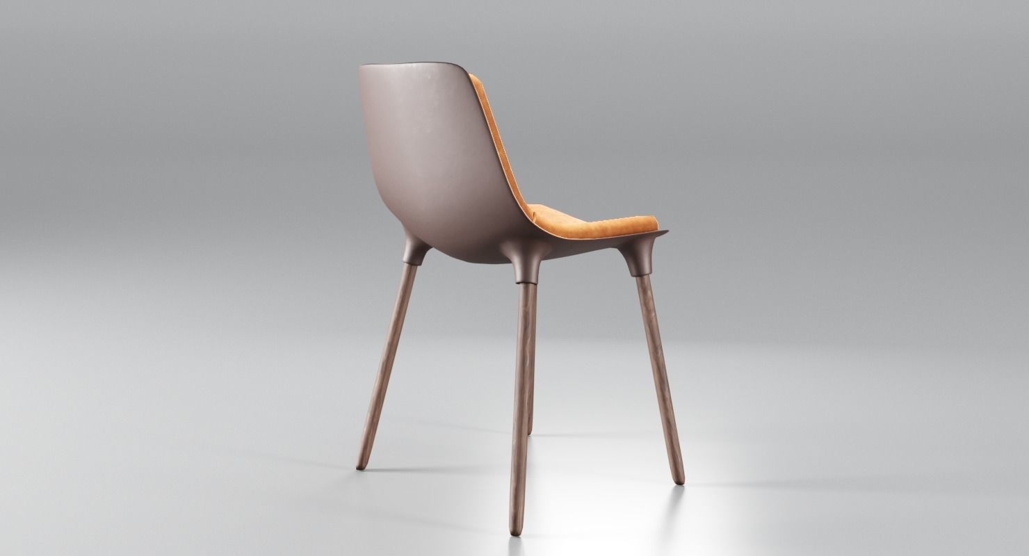 Small Leather Dining Chair Low-poly 3D model_5